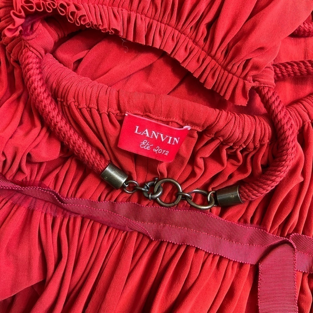 Lanvin Red Grecian Style Dress Gown - Picture 6 of 11